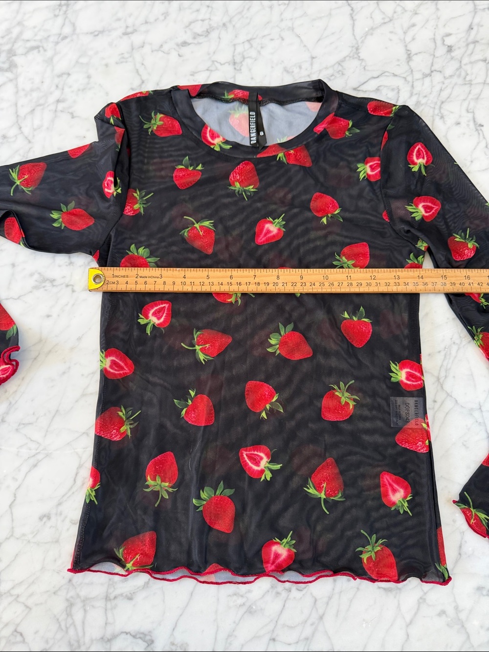 Dangerfield Strawberry Mesh Top Sz M (8) - Picture 5 of 7